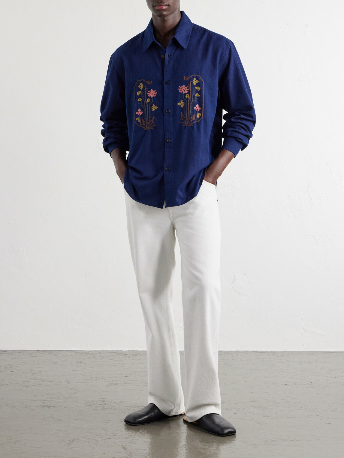 Kardo - Luis Embroidered Cotton Shirt - Blue