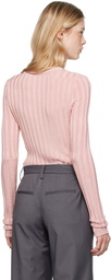 GUIZIO Pink Slinky Rib Cardigan