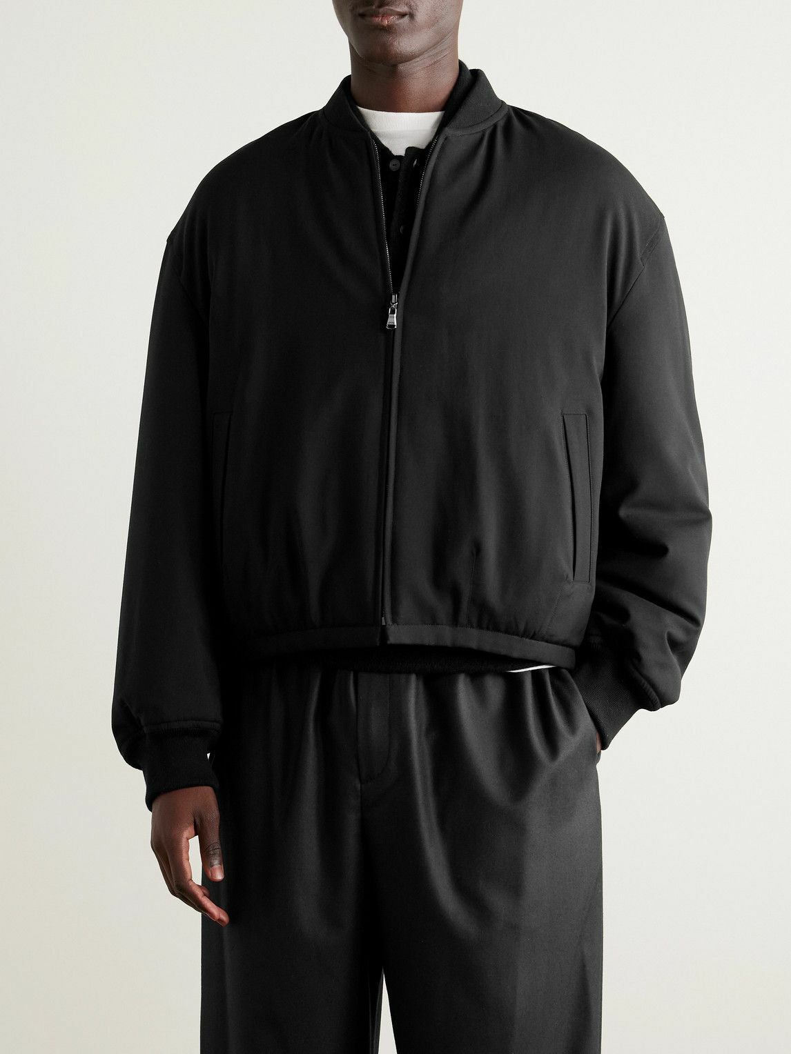 The Row - Fenn Padded Wool-Twill Bomber Jacket - Black