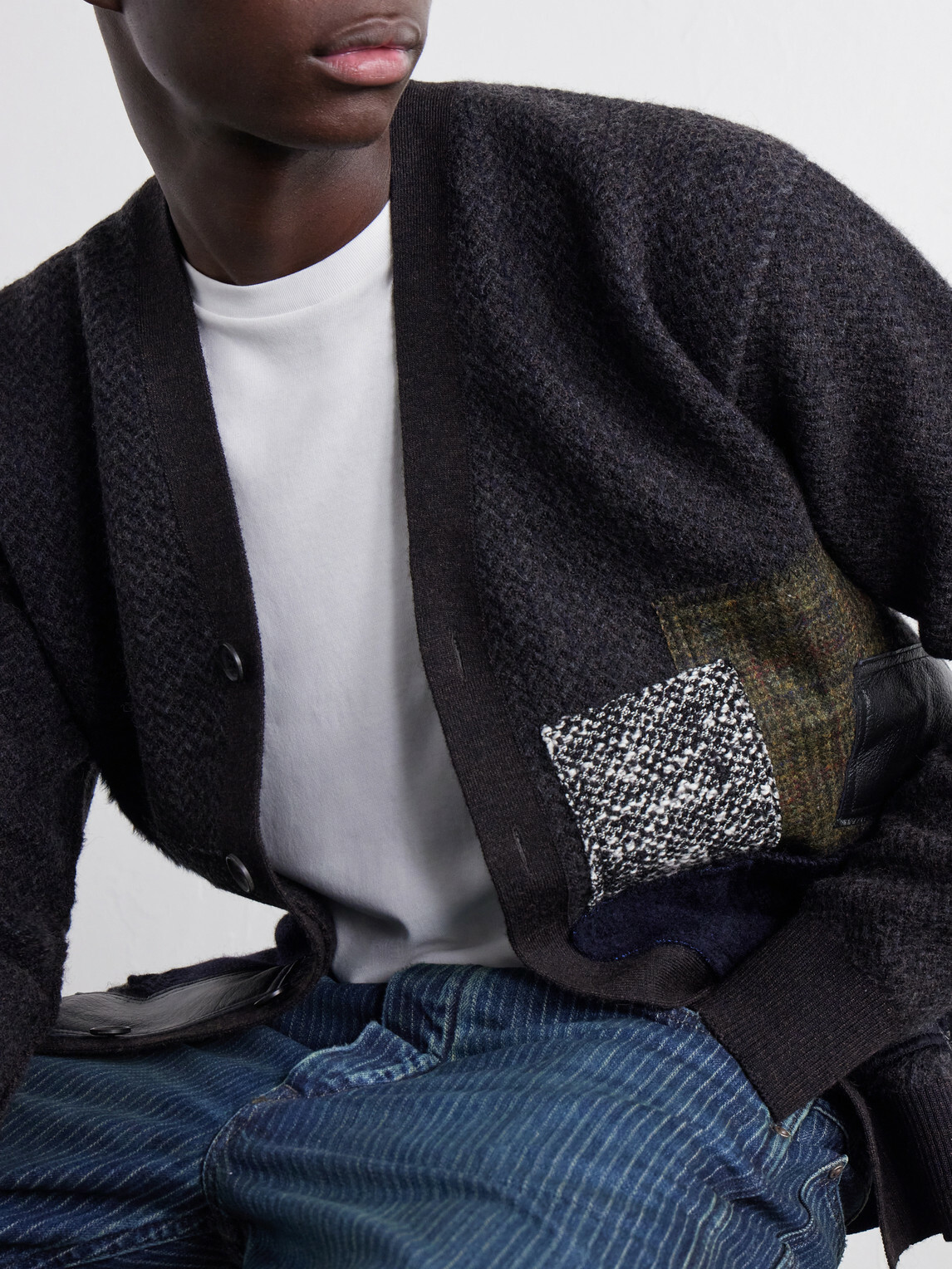 Junya Watanabe - Patchwork Wool-Blend Cardigan - Blue