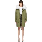 Mr and Mrs Italy Green Long Fur Army Parka