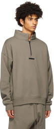 Essentials Taupe Mock Neck Half-Zip Sweatshirt