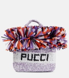 Pucci Logo Small raffia-trimmed tote