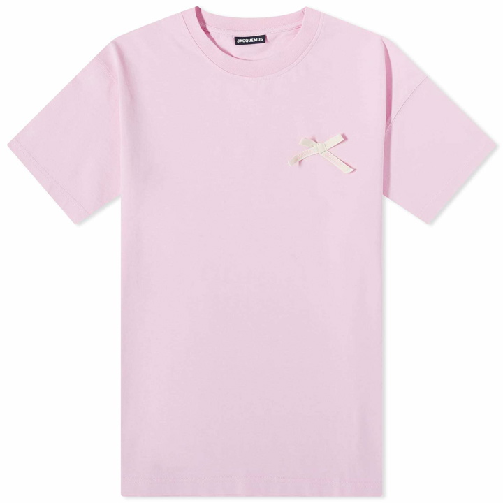 Photo: Jacquemus Men's Bow Logo T-Shirt in Pink