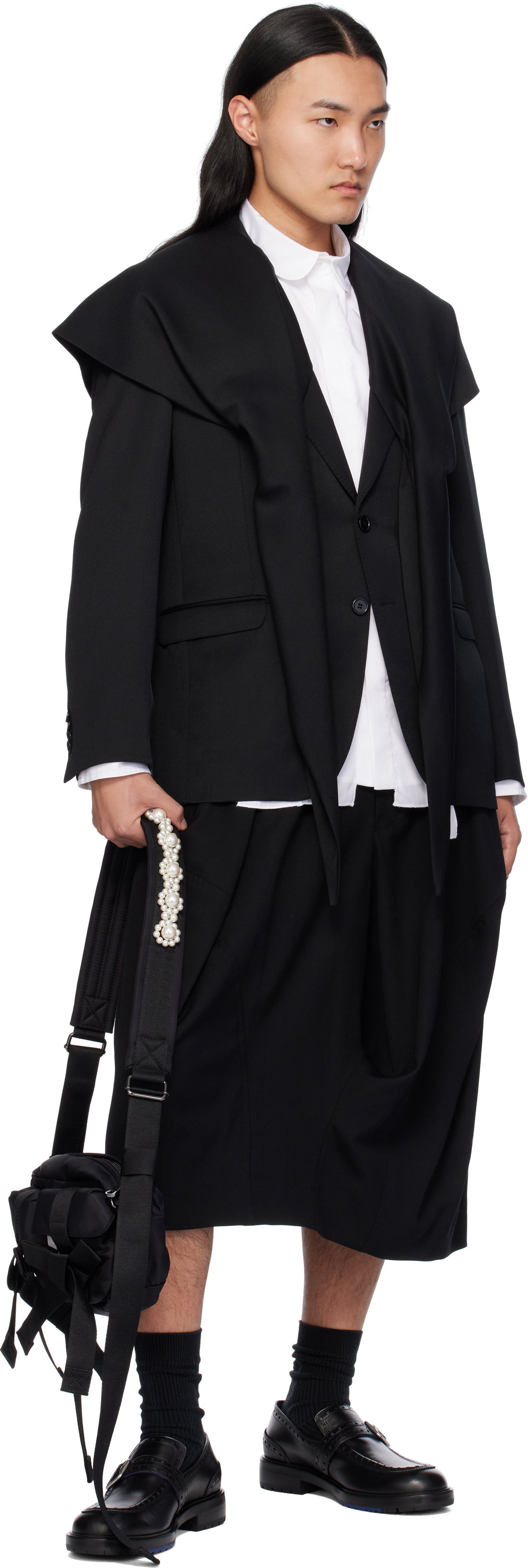 Simone Rocha Black Scarf Insert Classic Blazer