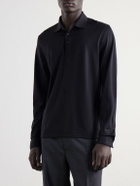 Mr P. - Silk and Cotton-Blend Polo Shirt - Black