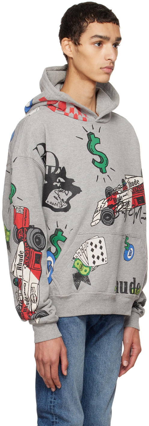 Rhude Gray Doodle Hoodie Rhude