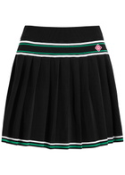 Casablanca Pleated Stretch-knit Mini Skirt Black