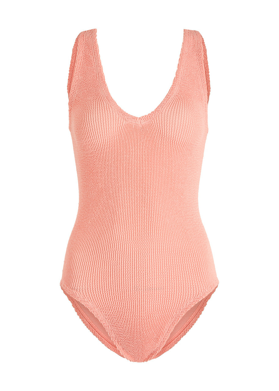 Hunza G Sadie Seersucker Swimsuit - Peach - One Size Hunza G