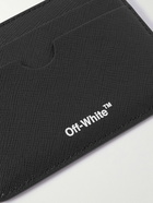 Off-White - Striped Logo-Print Saffiano Leather Cardholder