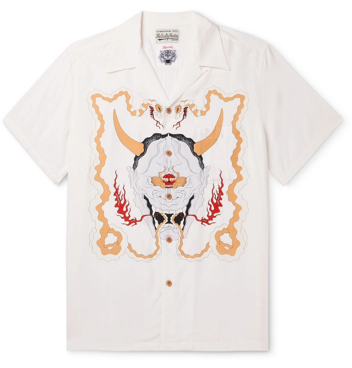 Wacko Maria - Wolf's Head Camp-Collar Printed Woven Shirt - White