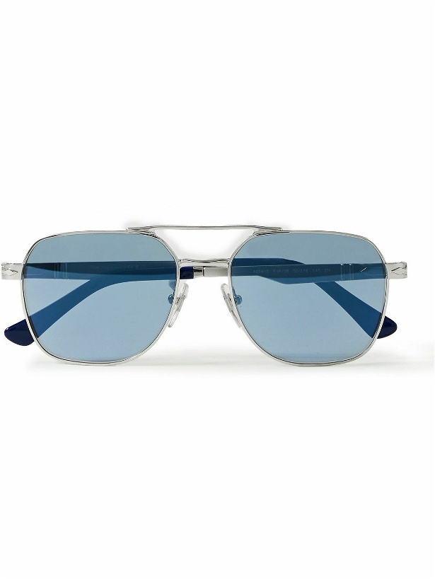Photo: Persol - Aviator-Style Silver-Tone and Acetate Sunglasses