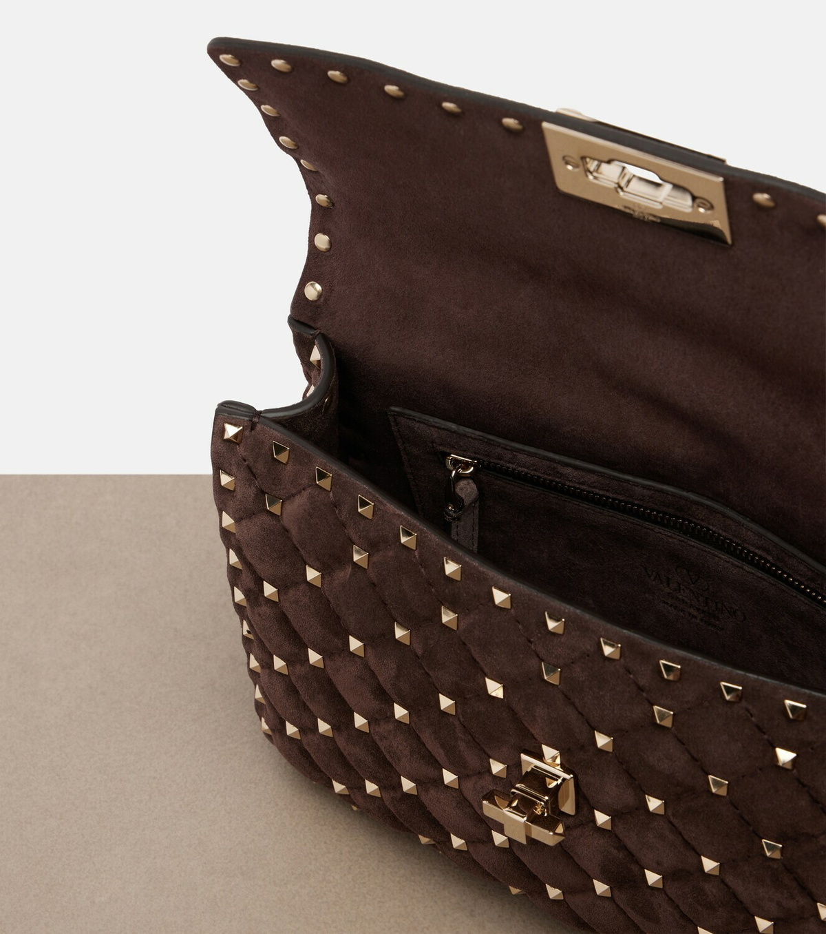 Valentino Garavani Rockstud Spike Medium suede top-handle bag