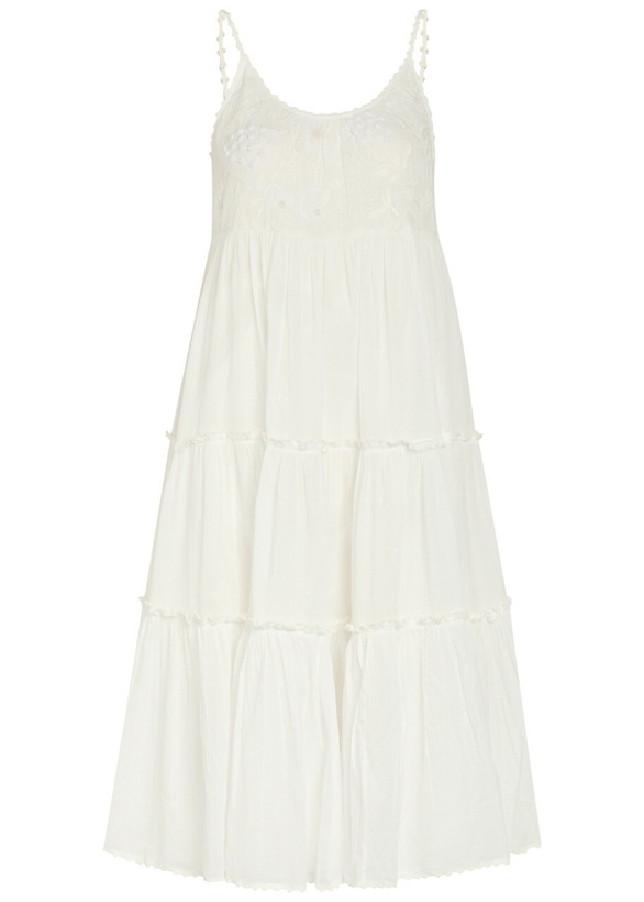Photo: Thierry Colson Veruschka Embroidered Cotton Midi Dress Off White