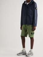 Stone Island - Straight-Leg Logo-Appliquéd Cotton-Jersey Drawstring Shorts - Green