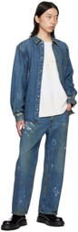 Helmut Lang Blue Painted Denim Shirt