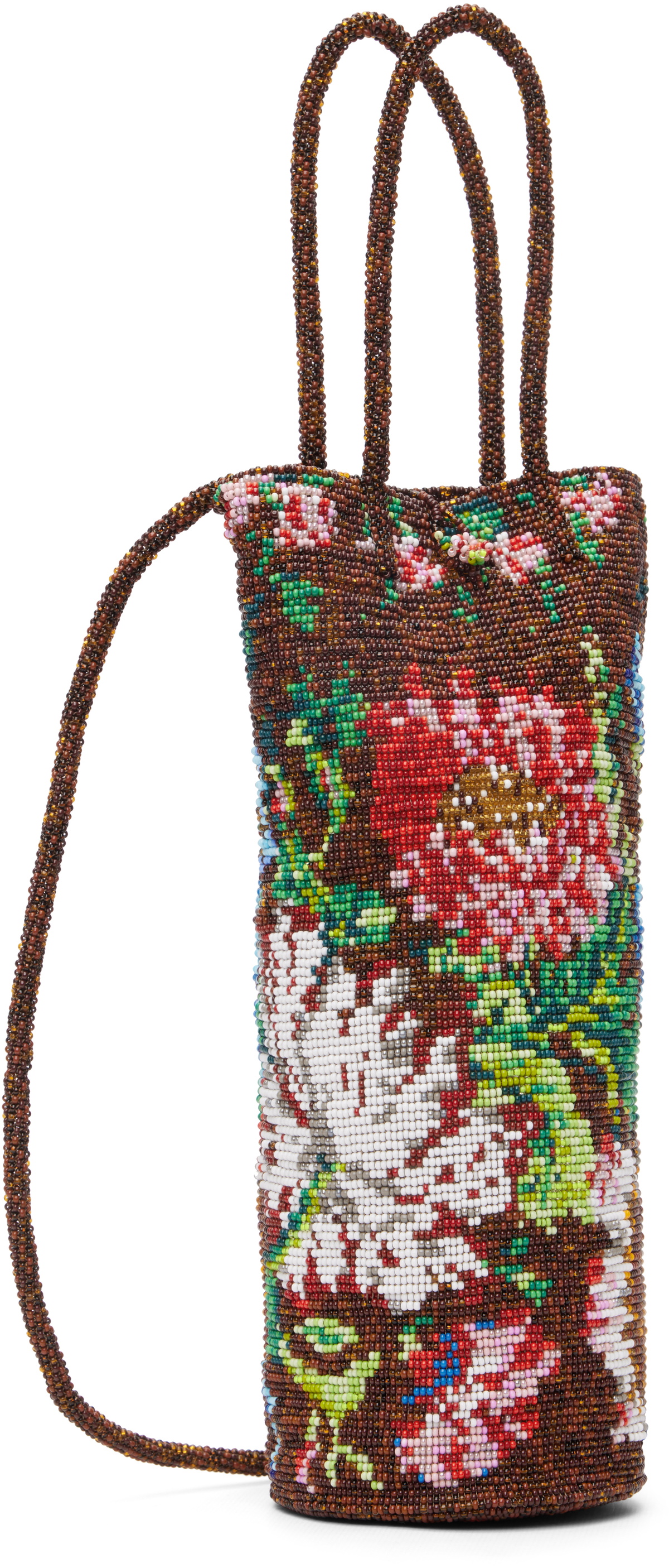Cordera Brown Handmade Beaded Peonia Bag