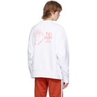 Palm Angels White and Pink Exotic Club Sweatshirt