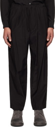 YOKE Black Weather Cloth Easy Trousers