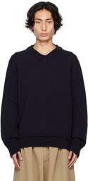 Maison Margiela Navy Elbow Patch Sweater