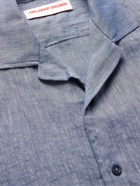 ORLEBAR BROWN - Hibbert Camp-Collar Linen and Cotton-Blend Shirt - Blue