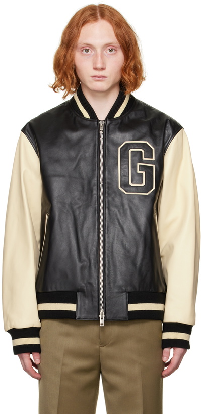 Photo: GANT 240 MULBERRY Black & White Paneled Leather Jacket