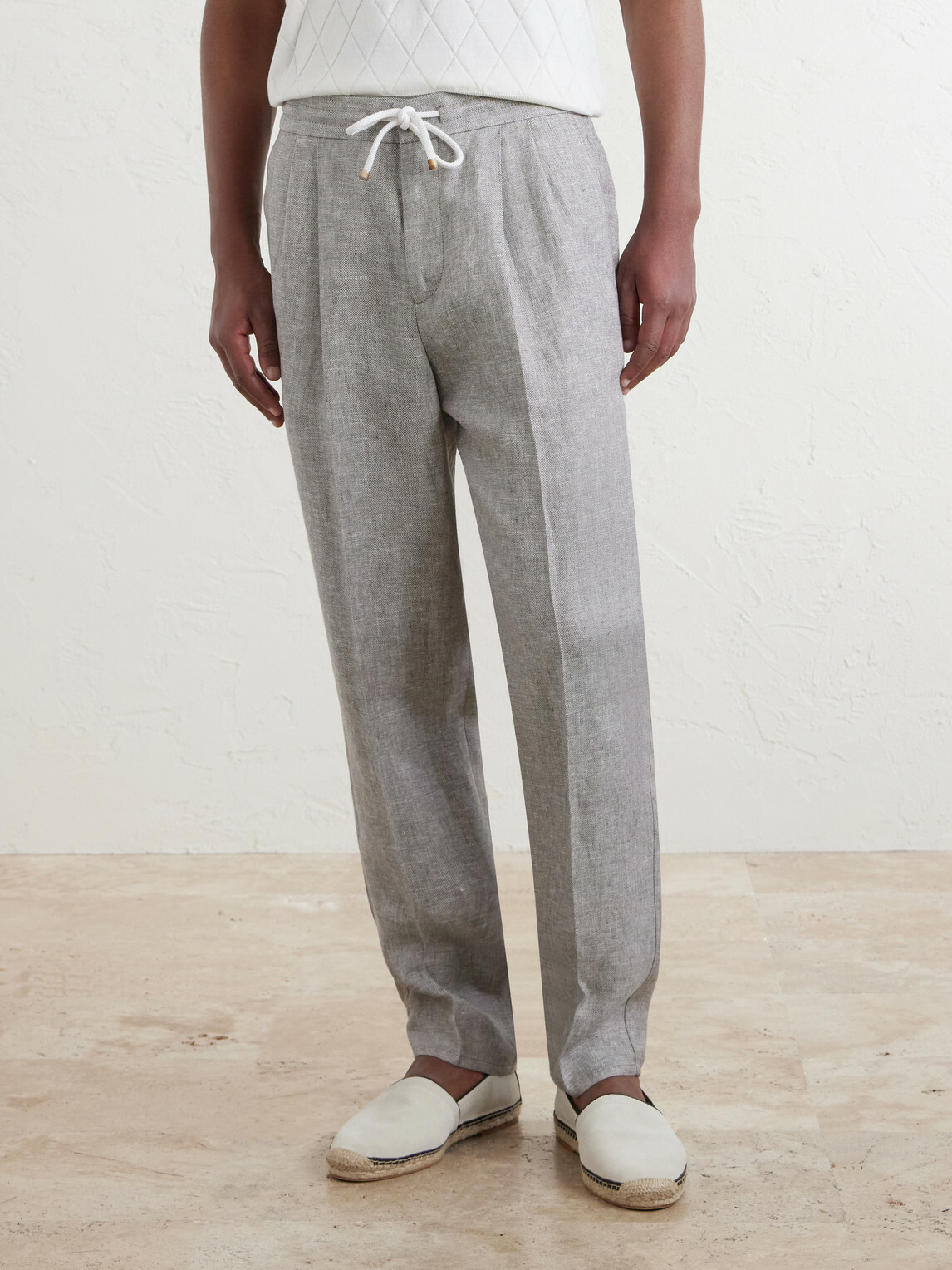 Brunello Cucinelli - Straight-Leg Pleated Hemp and Linen-Blend Twill Trousers - Gray