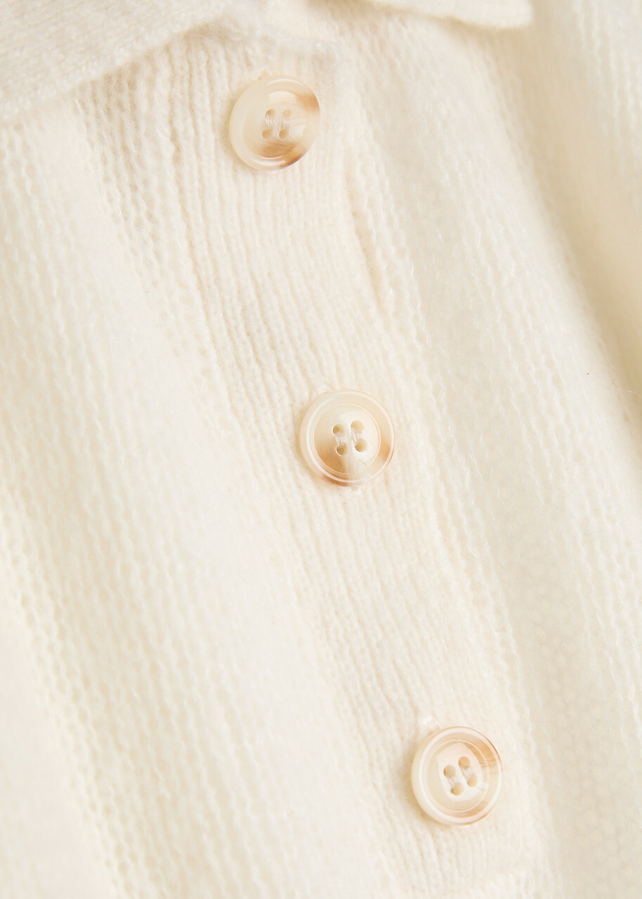 Lisa Yang Masy Cashmere and Silk-blend Polo top Cream