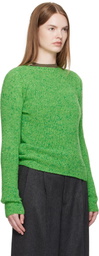 AURALEE Green Cashmere Melange Knit Sweater