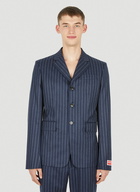 Pin Stripe Single Breasted Blazer in Blue