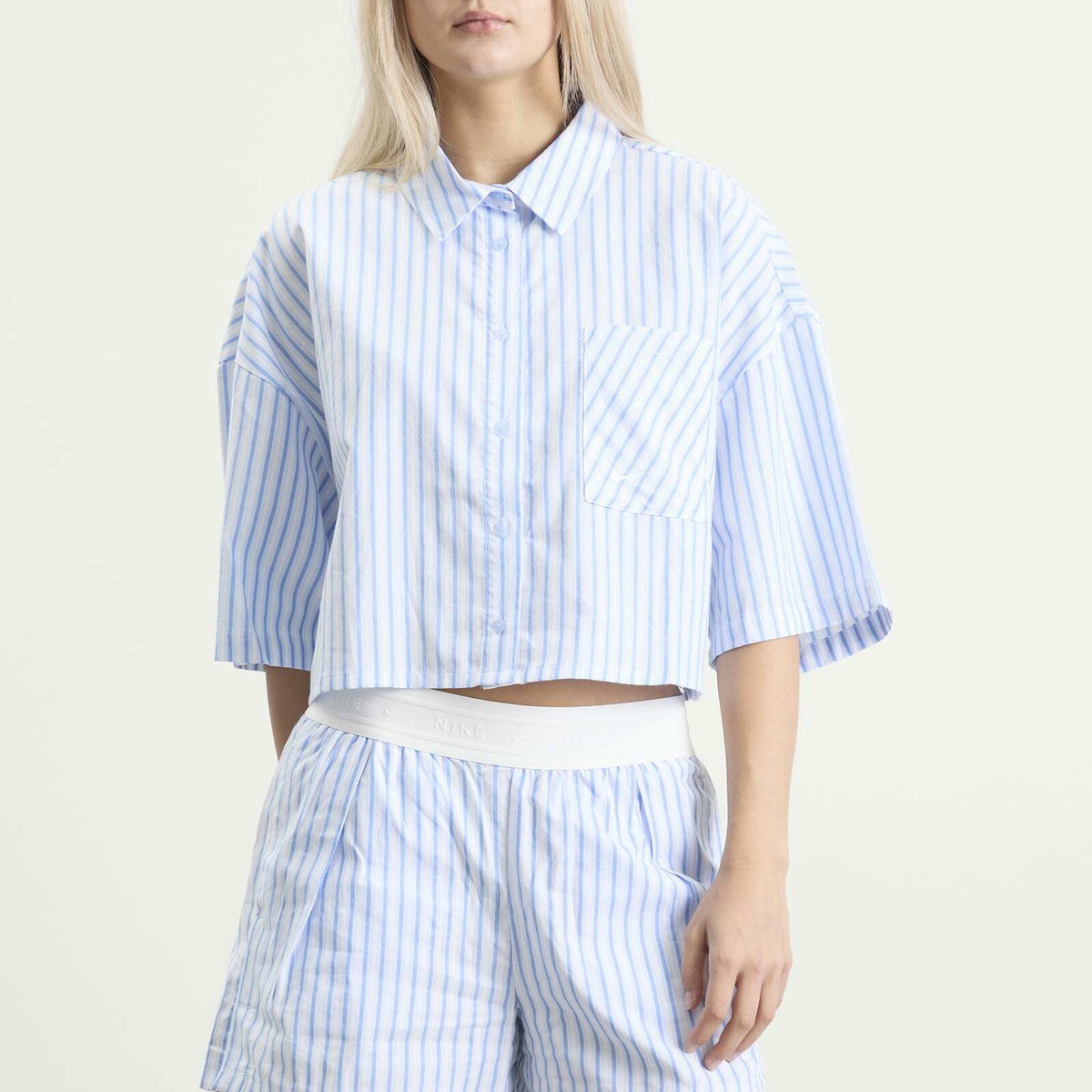 Nike Women's Stripe Shirt in Blue/White