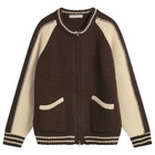 FrizmWORKS Men's Wool Varsity Zip Cardigan in Brown