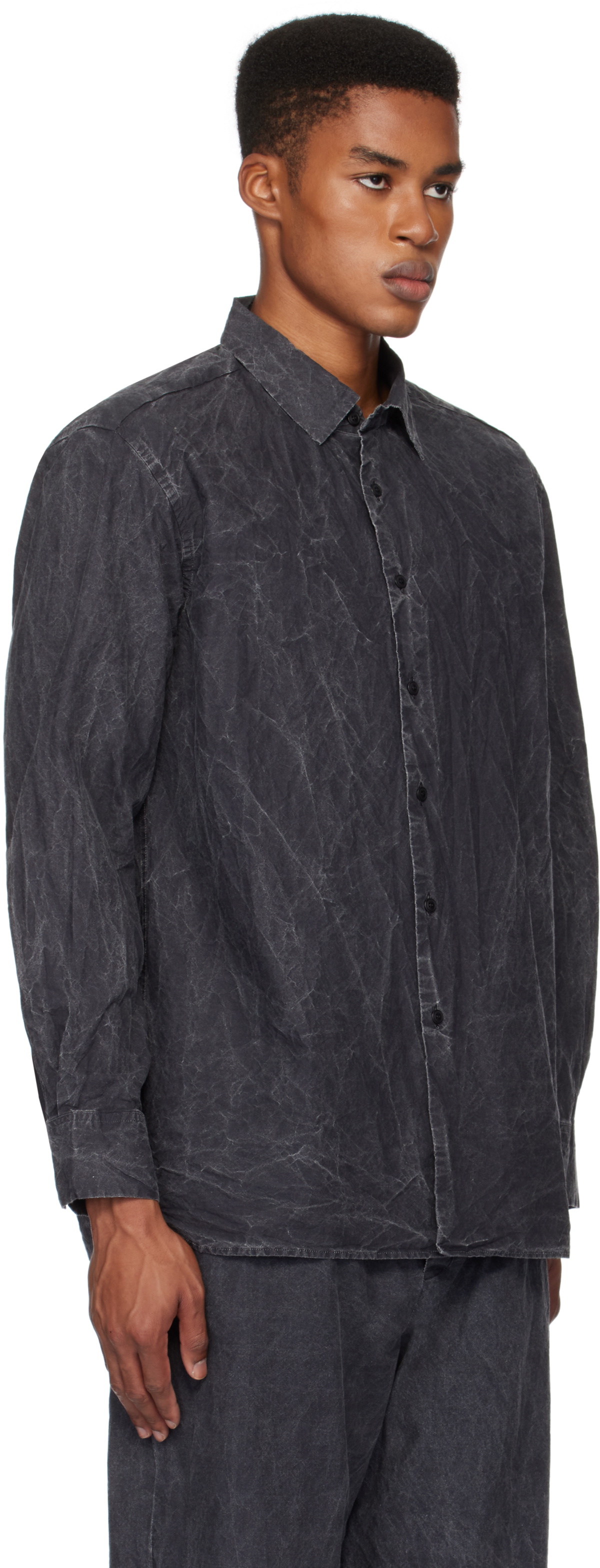 CASEY CASEY Black Big Raccourcie Shirt CASEY CASEY