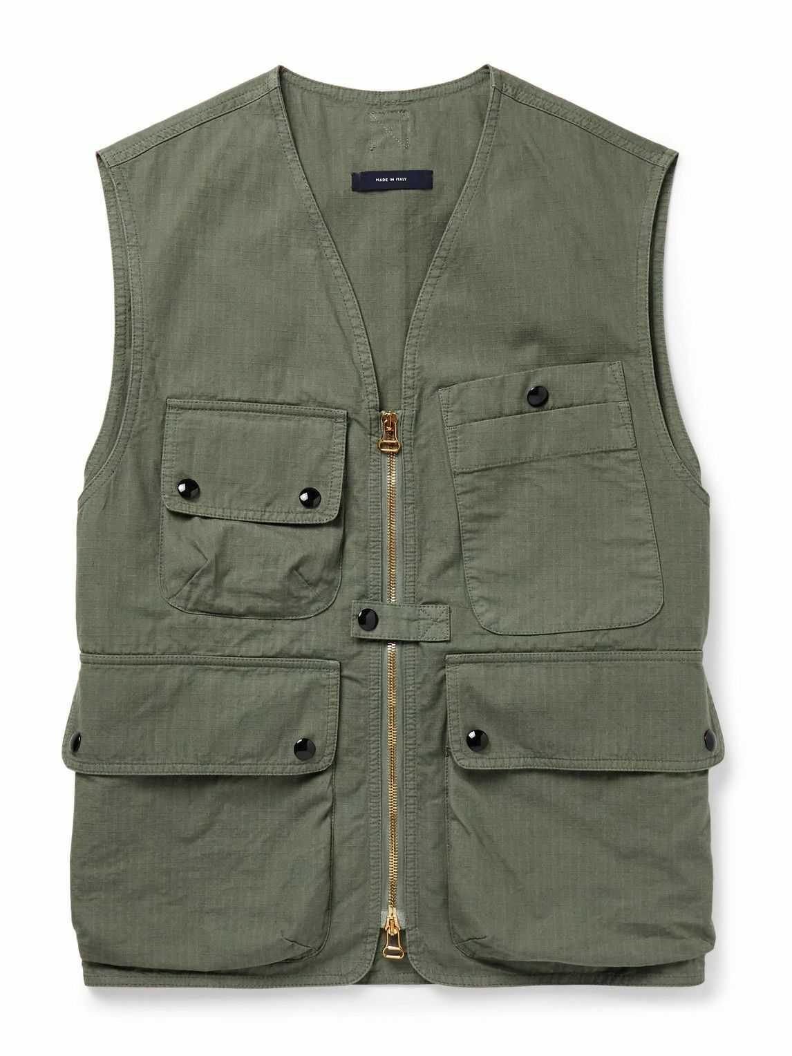 Drake's - Cotton-Ripstop Gilet - Green