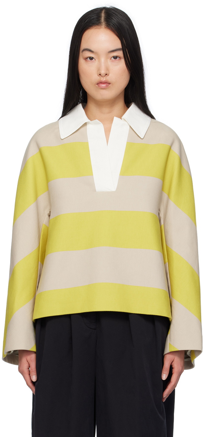 トップス < Dries Van Noten >Oversize Slubbed Polo Dries Van Noten Mindo Ajour Knit Polo - Beige - 241-021218-8702