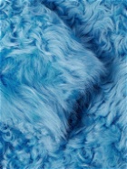 ERL - Leather-Trimmed Shearling Jacket - Blue