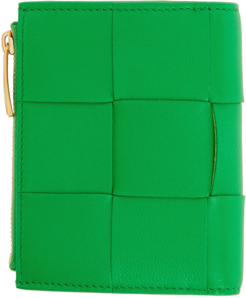 Bottega Veneta Green Bifold Zip Wallet Bottega Veneta