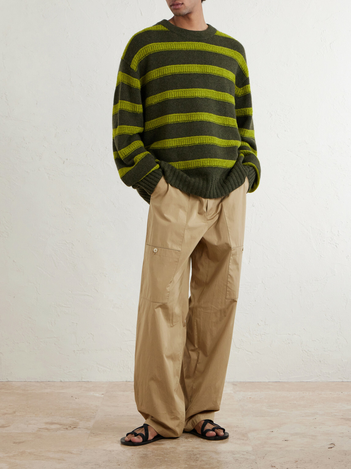The Elder Statesman - Ridgeline Striped Cashmere-Blend Sweater - Green