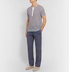 120% - Linen Drawstring Trousers - Blue