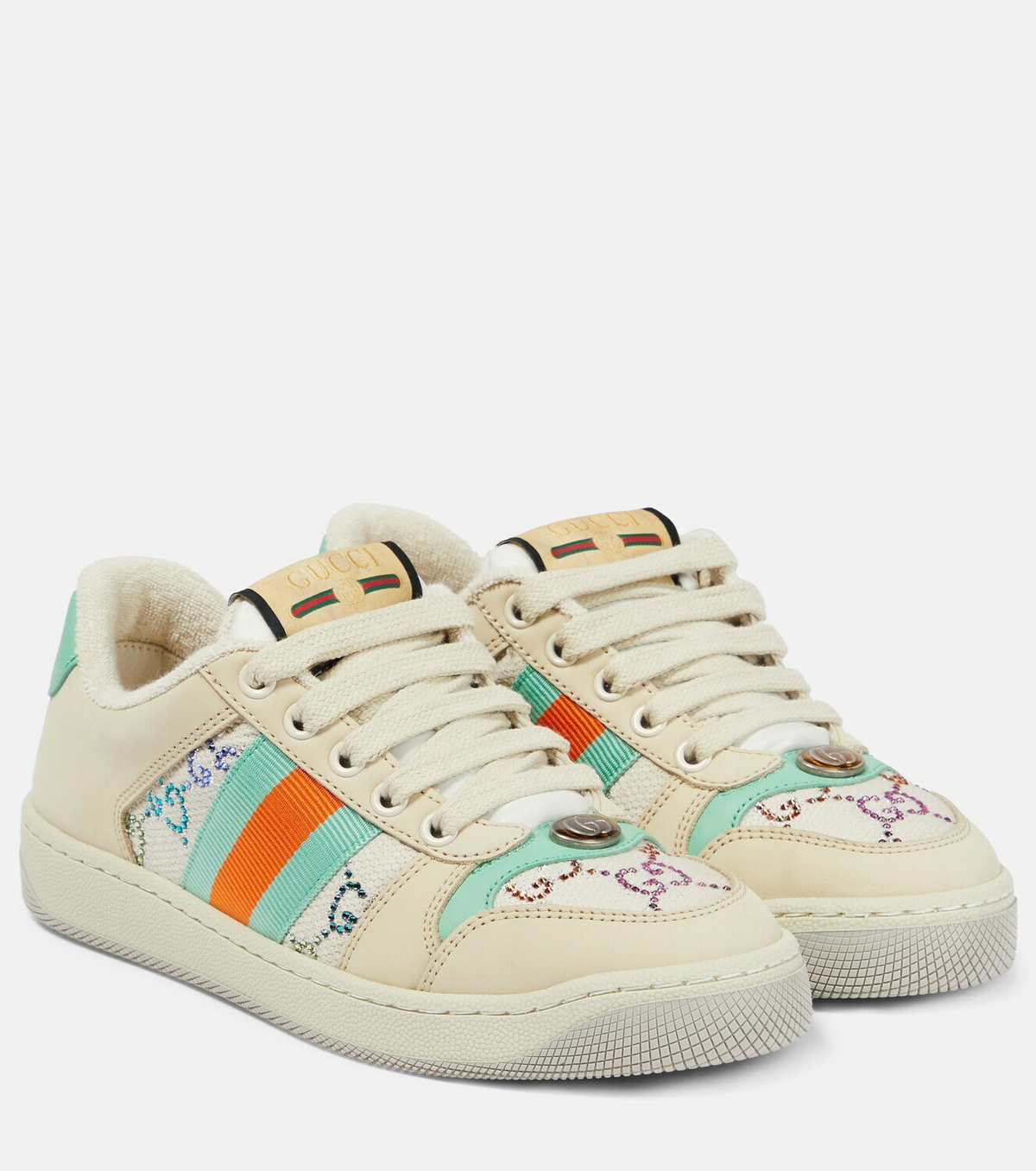 Gucci - Screener embellished leather sneakers Gucci