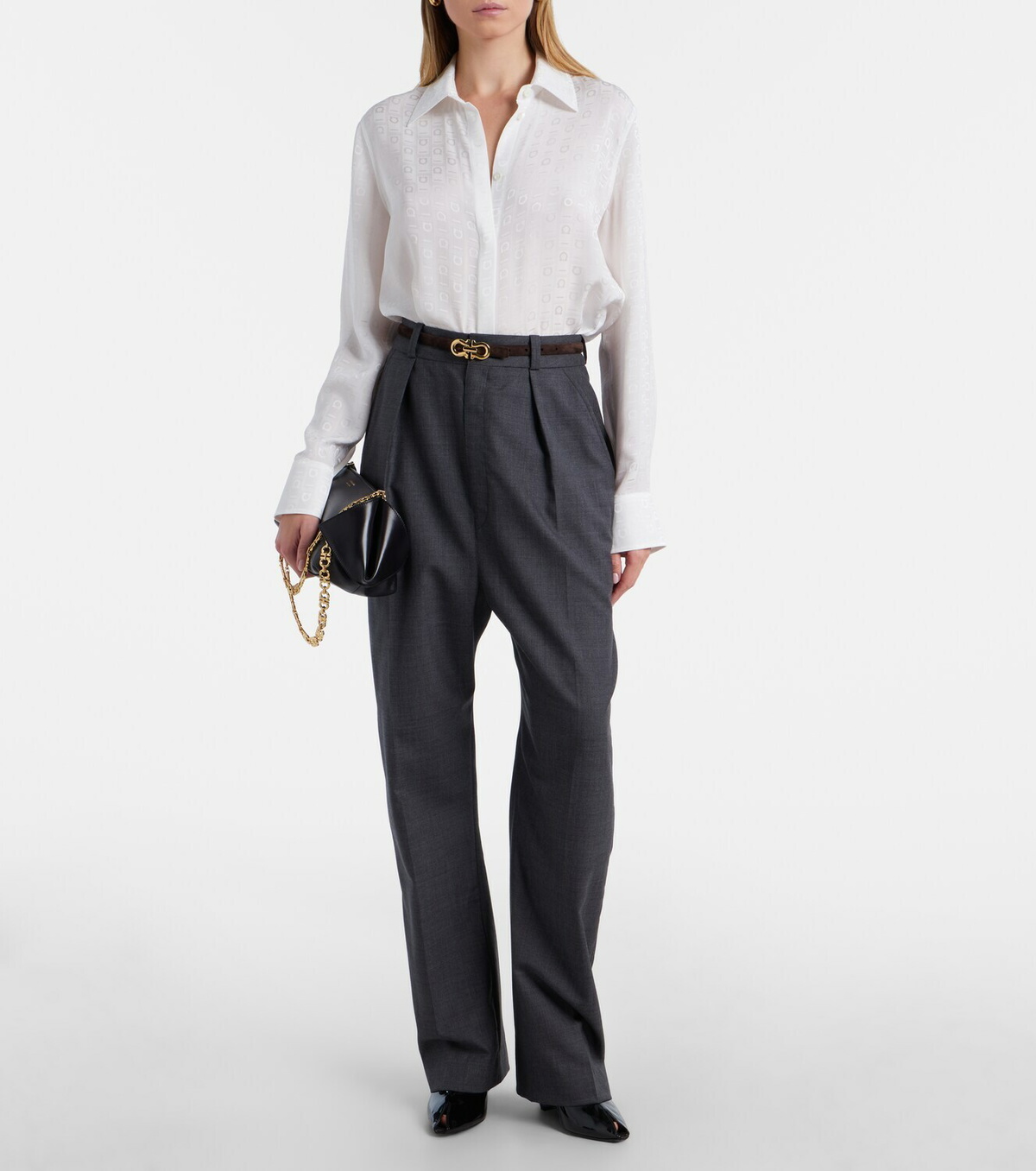 Ferragamo Gancini silk crêpe shirt