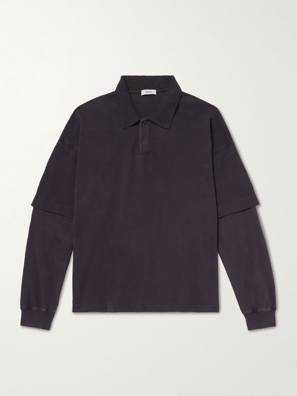 AGOLDE - Curren Layered Cotton-Piqué Polo Shirt - Brown