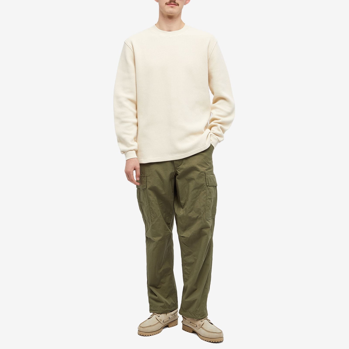 Kestin Men's Humbie Waffle Crew Sweat in Ecru