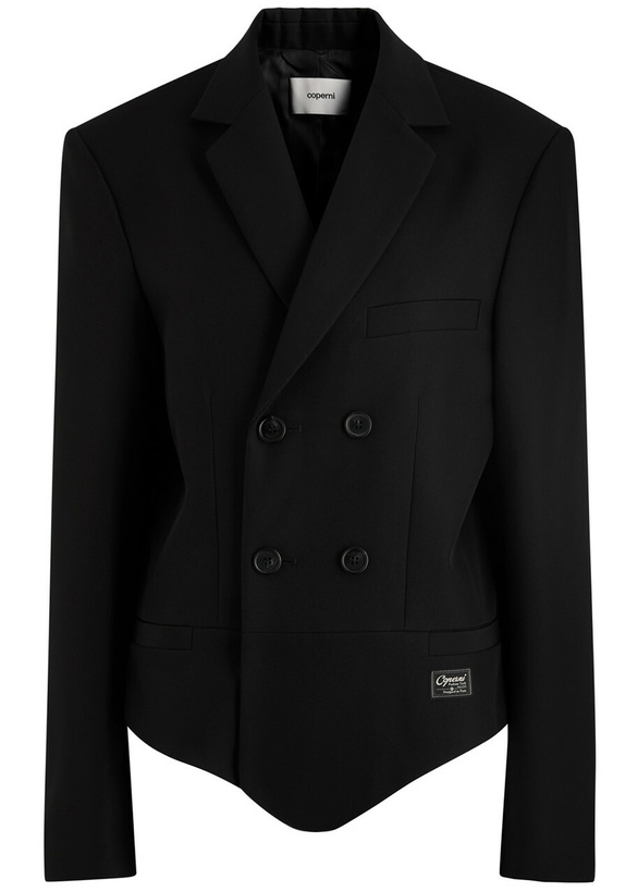 Photo: Coperni Double-breasted Twill Blazer Bodysuit Black