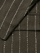 Karu Research - Unstructured Embroidered Pinstriped Wool Blazer - Green