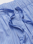 TEKLA - Striped Organic Cotton-Poplin Pyjama Shorts - Blue