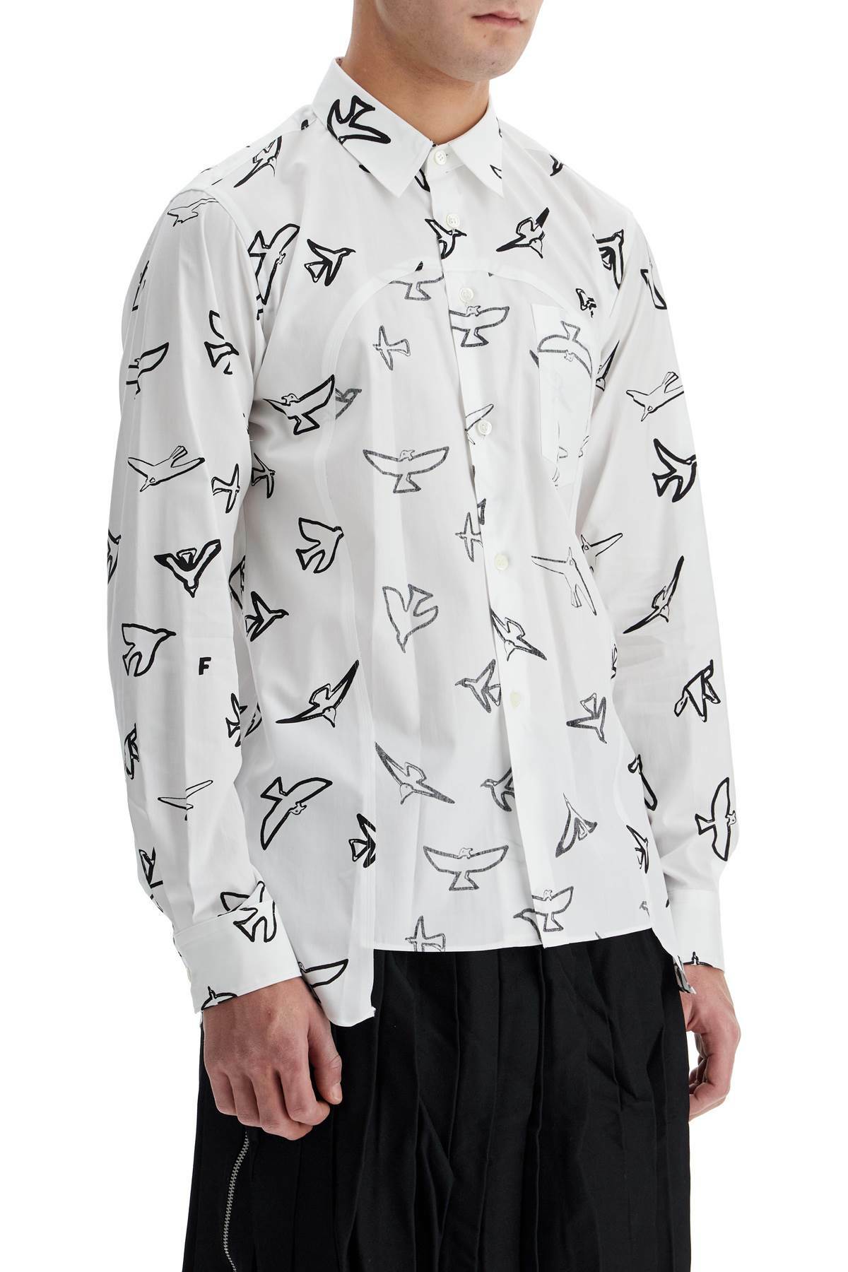 COMME DES GARCONS BLACK shirt with inside-out insert White Comme