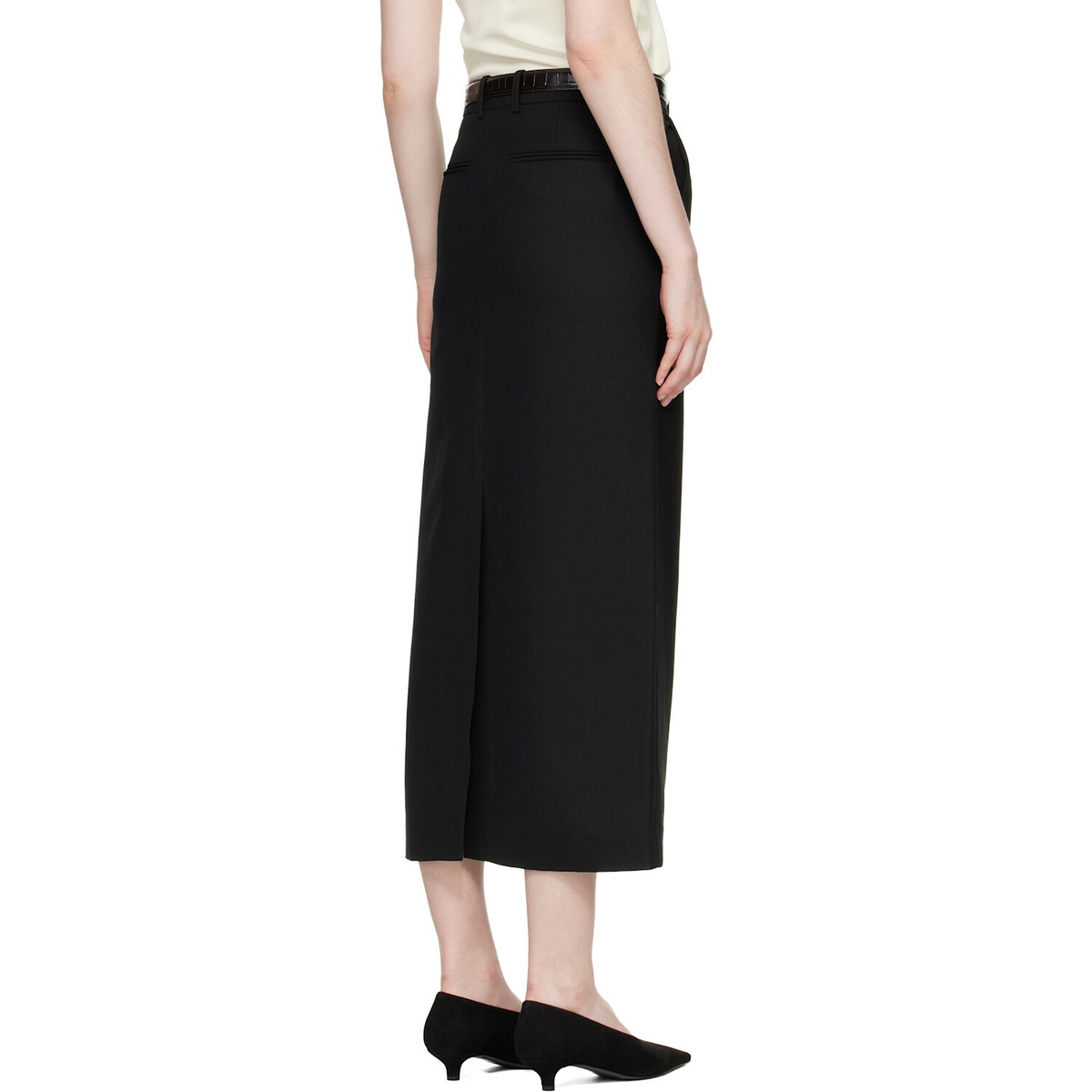 TOTEME Black Low-Waist Straight Maxi Skirt