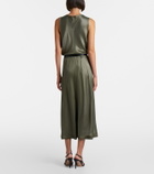 Vince Pleated satin midi skirt