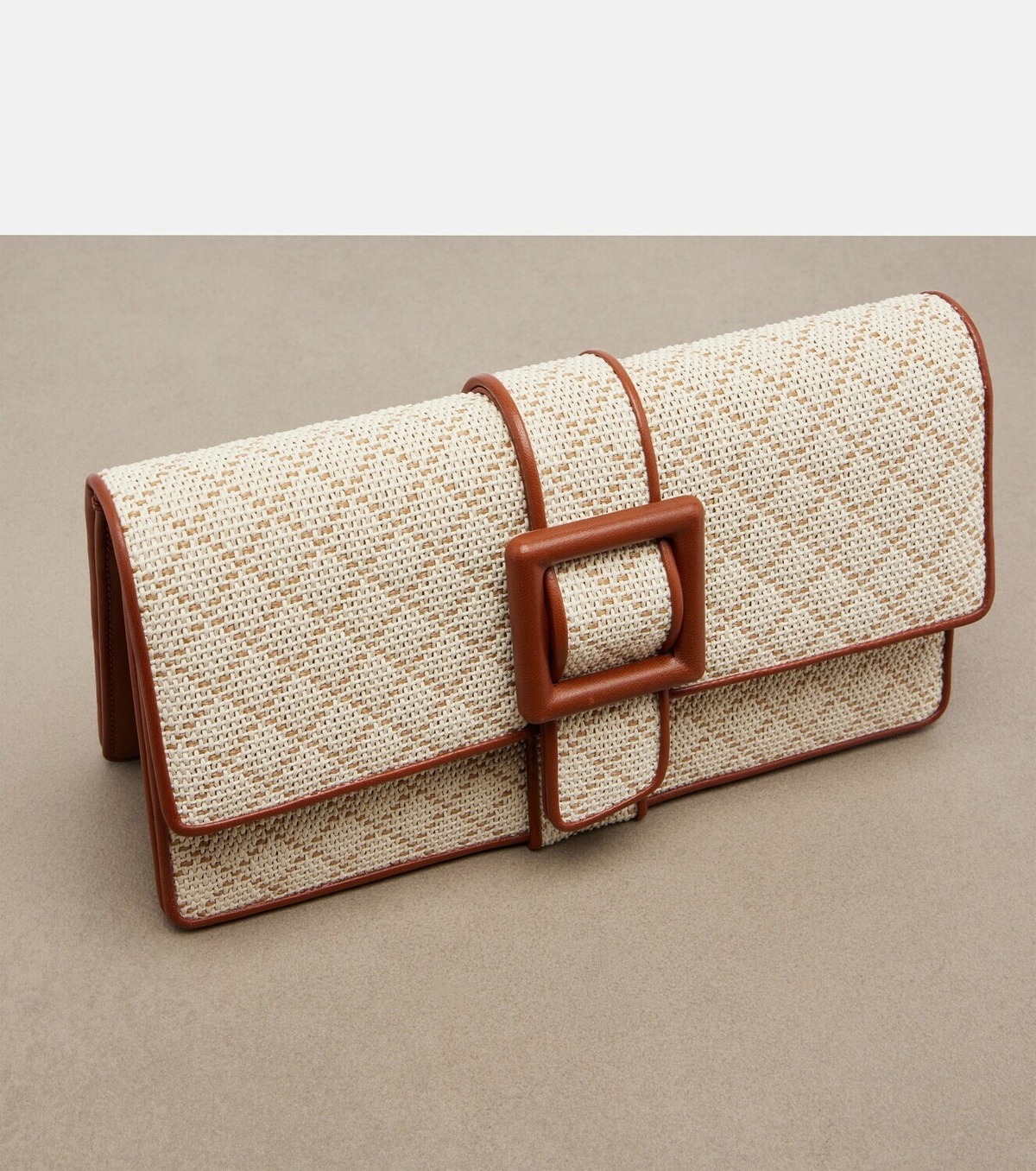 Manolo Blahnik Maycap raffia-effect clutch